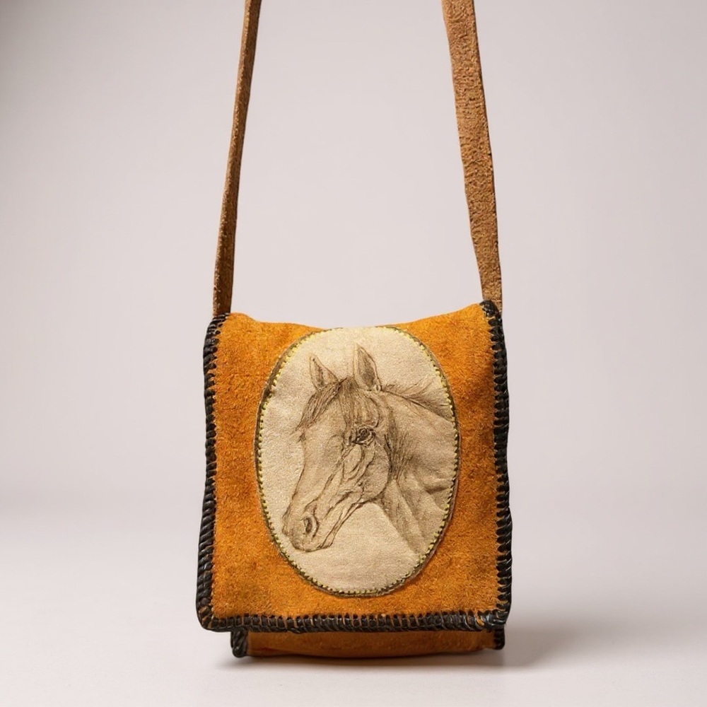Vintage Leather Hand Made Leather Horse Crossbody Bag Equestrian riding Western